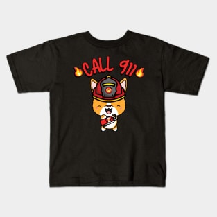 Firefighter Corgi Kids T-Shirt